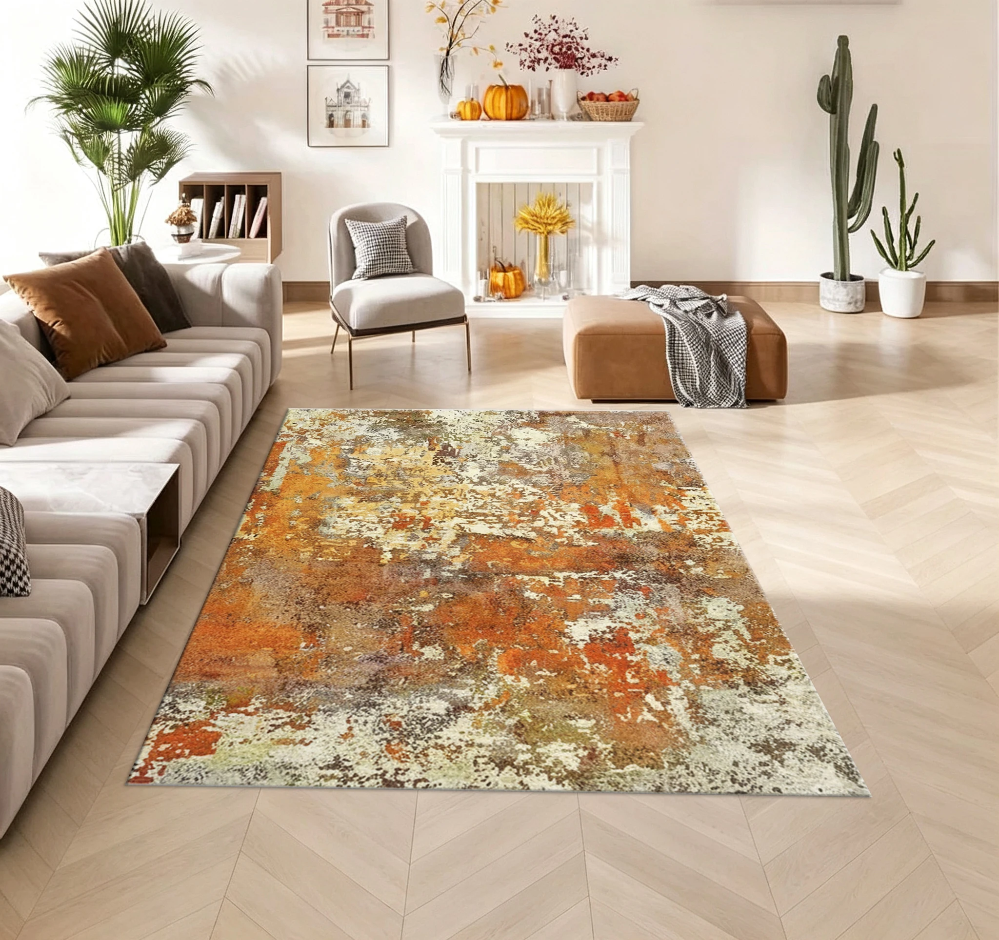 Vintage Distressed Painting Carpet Flooring Retro Art Area Rug Soft Indoor Floor Rug for Living Room Bedroom Home
