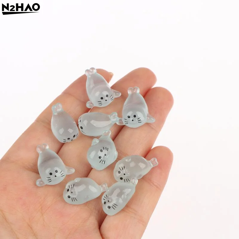 10/20/30Pcs Resin Glow In The Dark Mini Seal Figurines, Resin Sea Animals Miniatures For DIY Craft Home Decoration Supplies