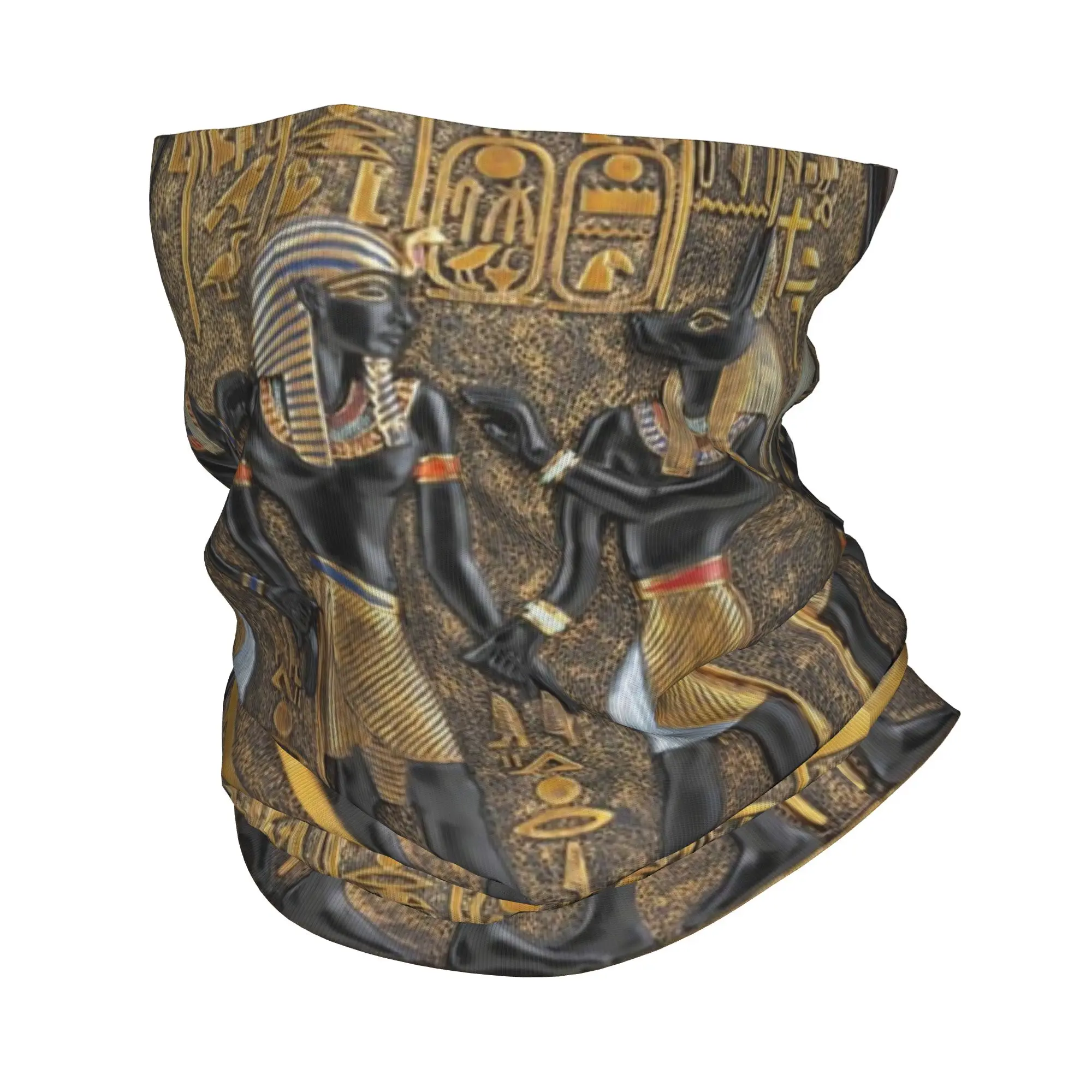 Ancient Egypt God Horus And Anubis Bandana Neck Warmer Women Men Winter Hiking Ski Scarf Gaiter Egyptian Pharaoh Face Cover