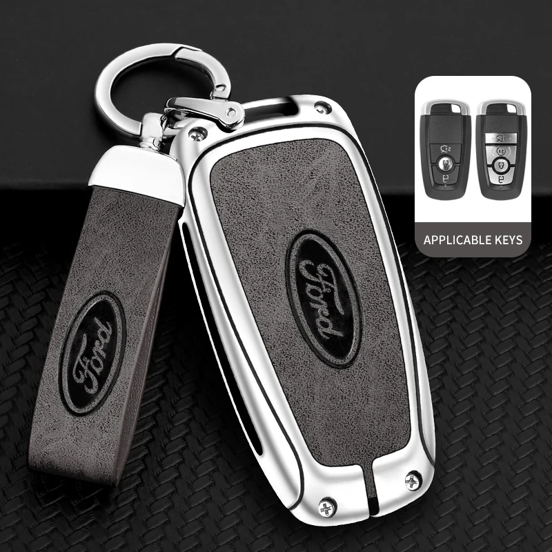 Genuine Leather Car Key Bag For Ford Fusion Edge Mustang Explorer Expedition Bronco Ecosport Ranger F150 F250 F350 F450 F550