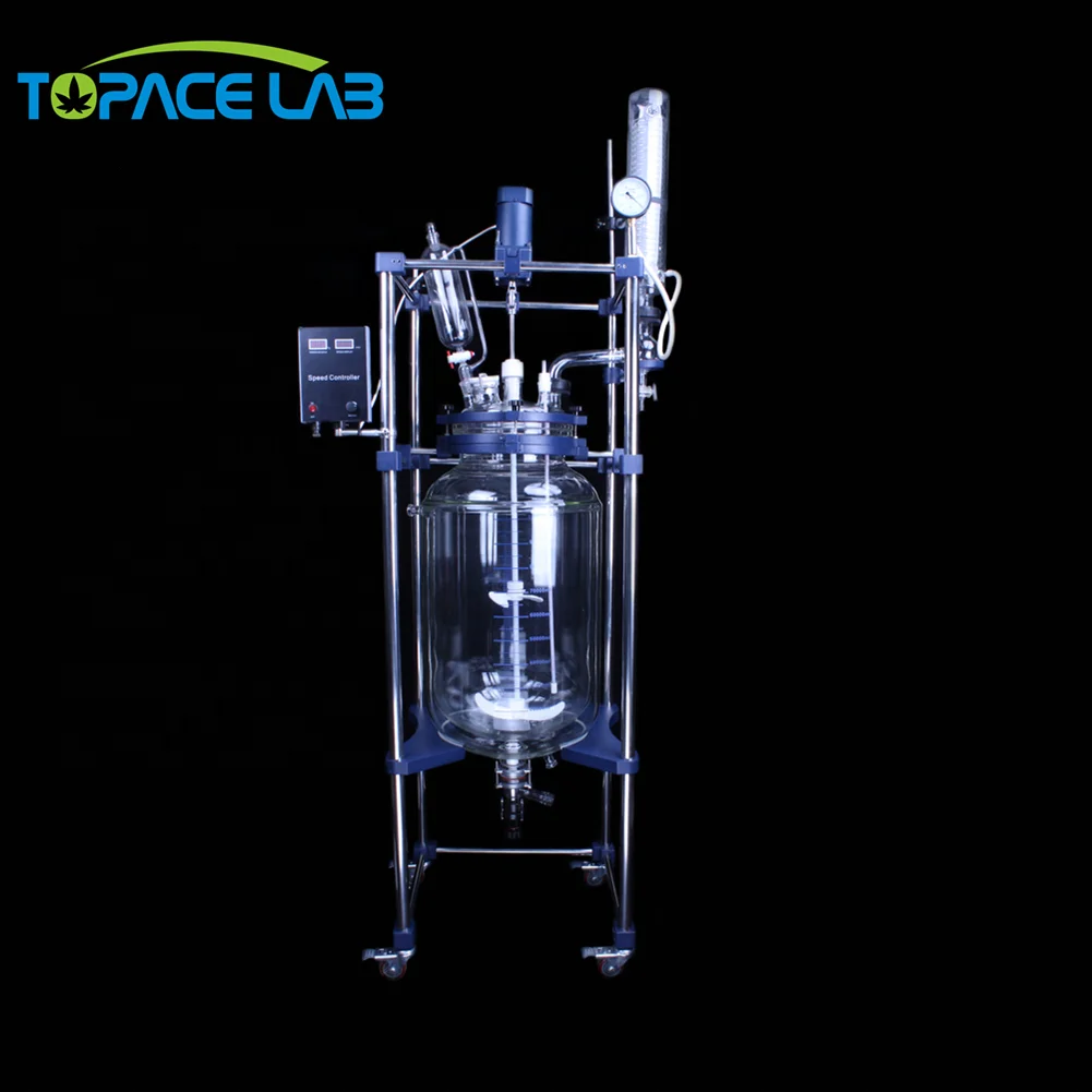 Topacelab 1l 2l 3l 5l 10l 20l 30l 50l 100l 200l 250liters Jacketed glass reactor continuous stirred tank reactor industrial