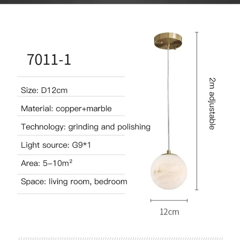 كرة رخامية قلادة ضوء غرفة نوم السرير غرفة المعيشة مقهى مطعم داخلي الديكور الحديث LED مصابيح معلقة تركيبات #5
