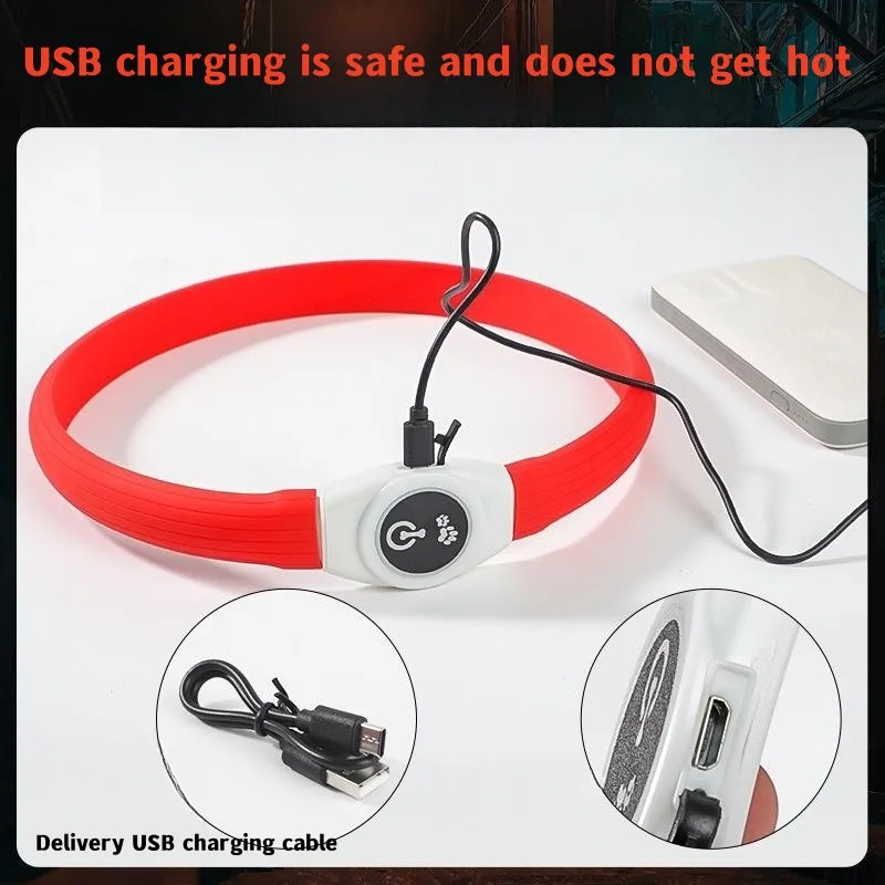 New Led Luminous Dog Collar PVC Waterproof , For Large Medium Small Dogs Collar Usb Light Night Safety Pet Glowing Accessories 5
