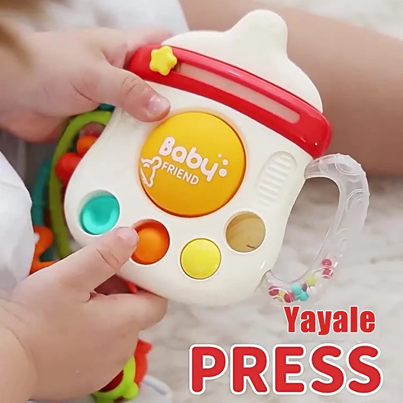 Juguete masticable para bebés en forma de botella de leche; Cuerda de sonajero para aliviar la dentición y desarrollar temprano