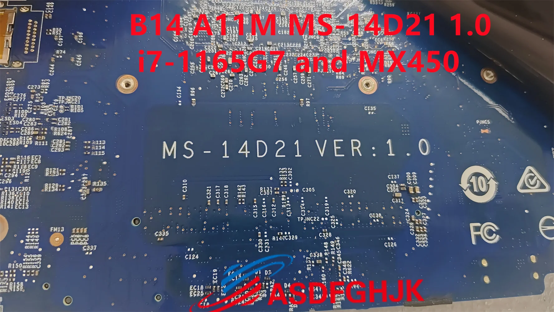 Original MS-14D21 for MSI Summit B14 A11M MS-14D2 laptop motherboard MS-14D21 1.0 i7-1165G7 and mx450 test ok