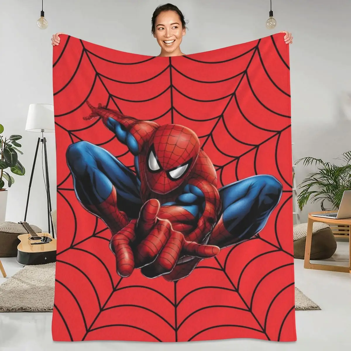 Warm Blankets Office Spider-Man American Cartoon Comic Throw Blanket Spider Man Flannel Bedspread For Home Decor Bed Cover