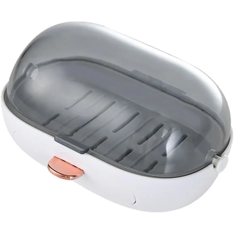 

2 Pack Shower Soap Dish Holder with Lid, Bar Soap Holder with Drain, Wall Mounted Soap Box Container for Shower, Bathroom, Batht