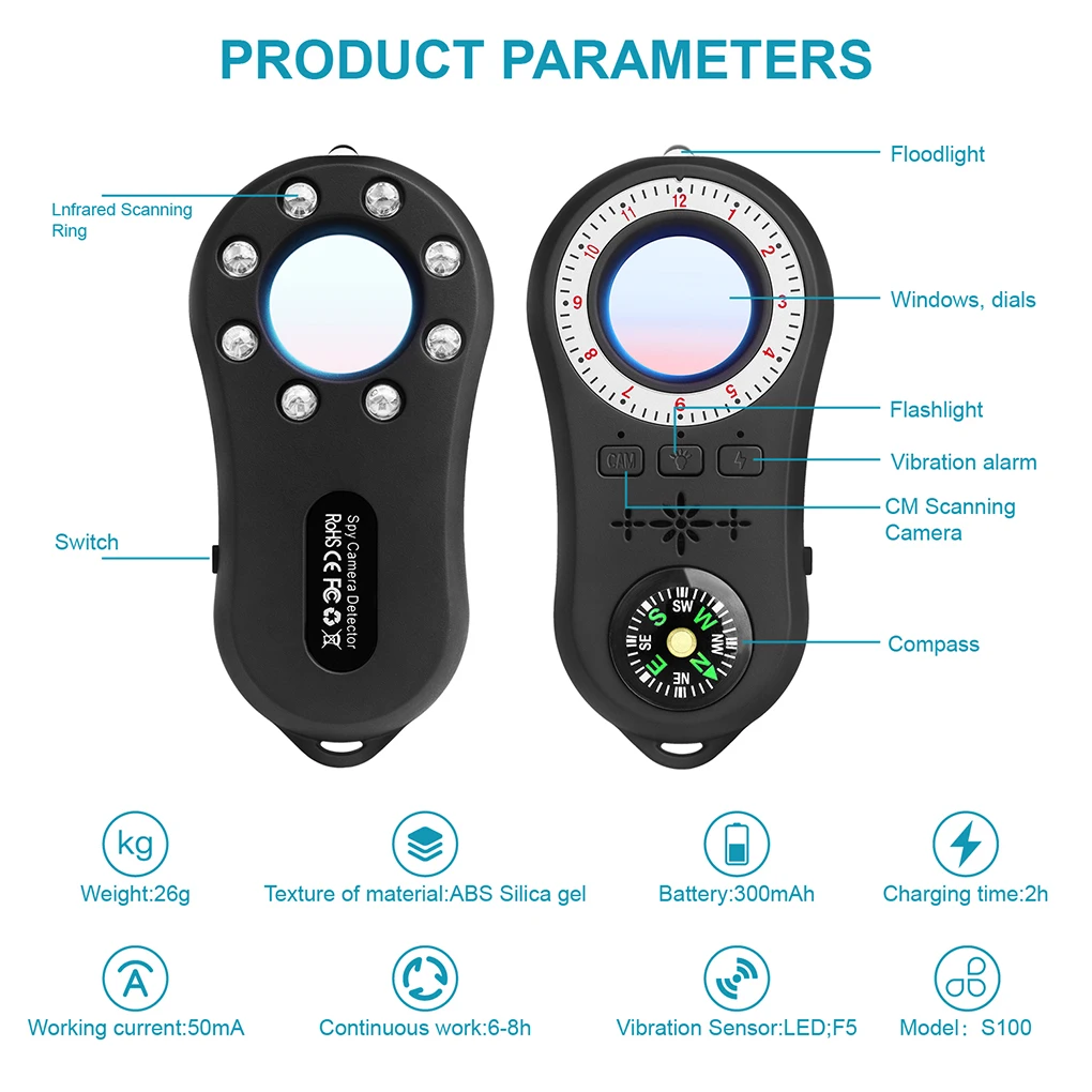 

Портативный инфракрасный детектор-трекер для поиска скрытых камер и устройств для подавления сигналов