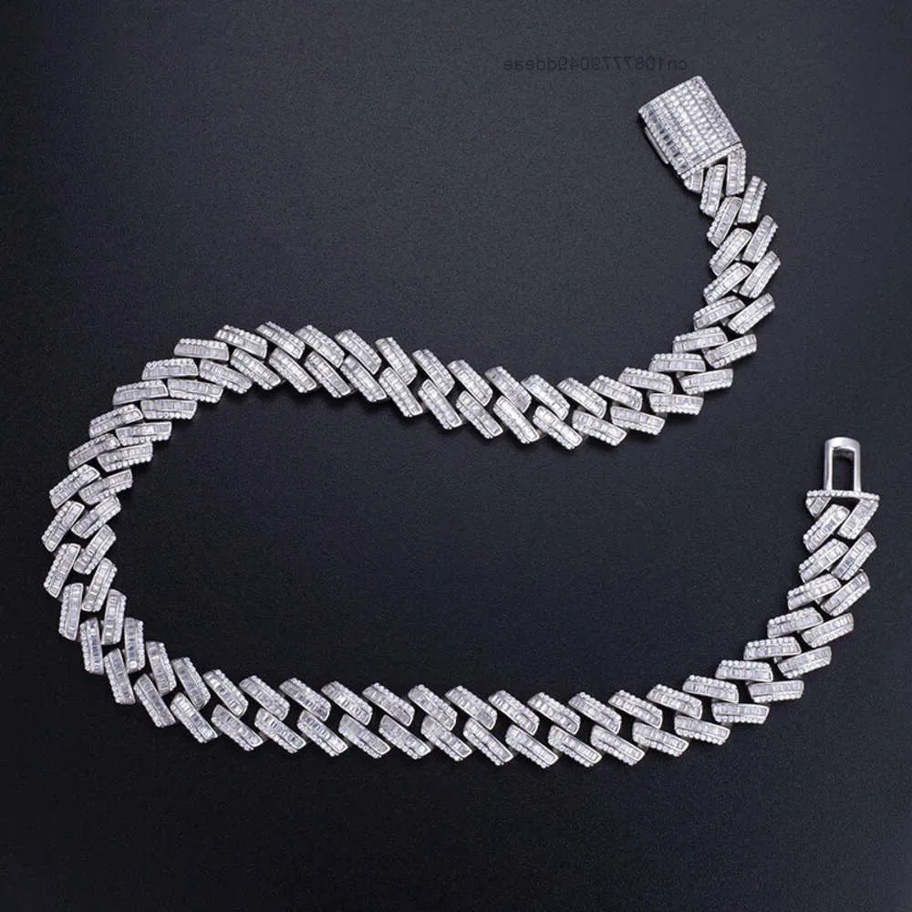 

Voaino ширина 12 мм 18 дюймов серебро 925 пробы ручной работы Iced Out Bling ювелирные изделия муассанит ожерелье кубинская цепочка