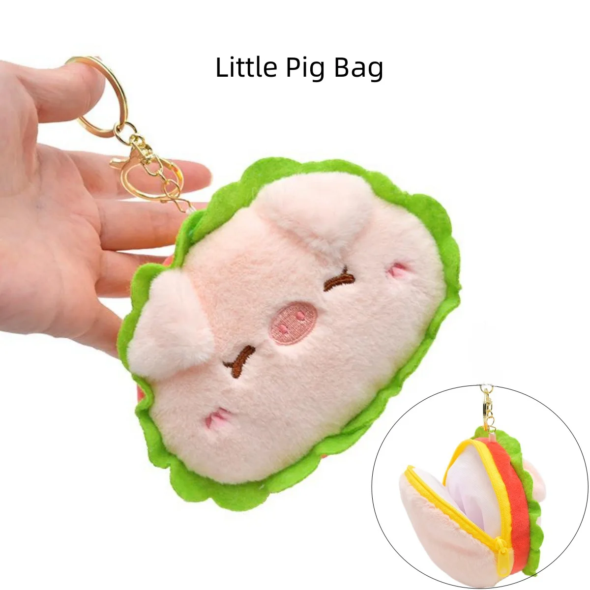 Porte-monnaie en peluche créatif, hamburger mignon, porcelet, sac à main, machine à beurre, décoration de personnalité, cadeau de couple, nouveau