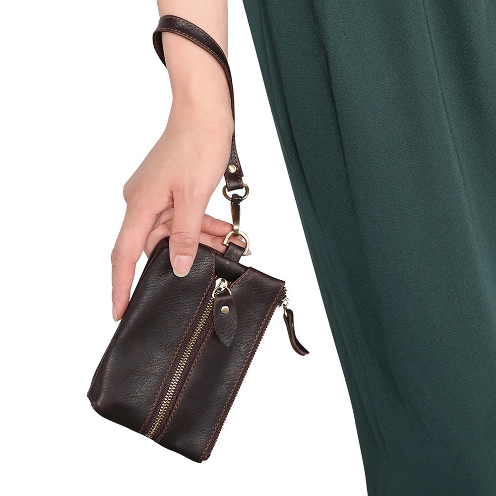 GUJOS-Porte-Clé en Cuir de Vache group pour Homme et Femme, Petit Porte-Monnaie Vintage avec Anneau, Nouvelle Collection