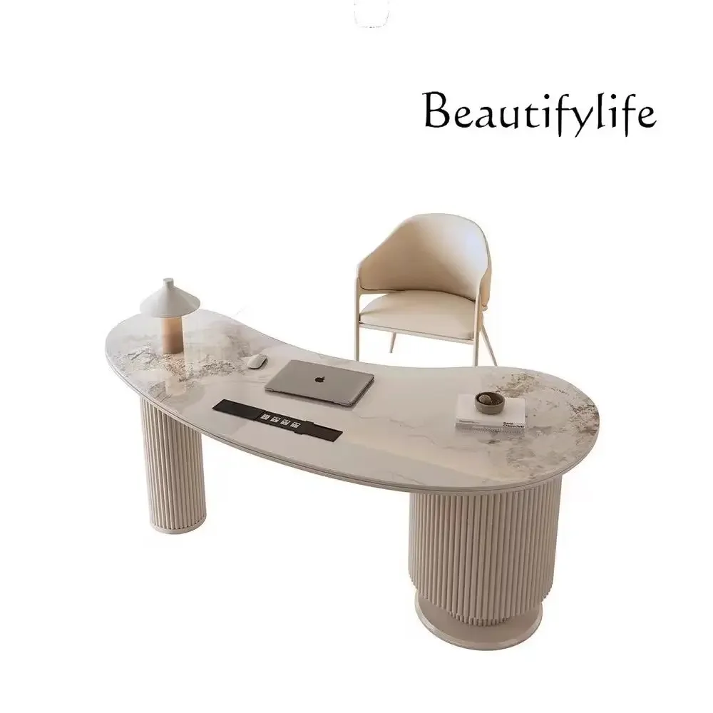 

Italian light luxury rock slab beauty salon face-to-face consultation table and chair reception consultation desk desk