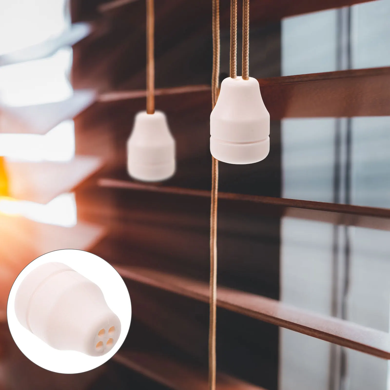 

6 pcs Cylindrical Handle Plastic Blind Cord Pulls for Windows White Safety Knobs Stylish Decor Blinds Parts