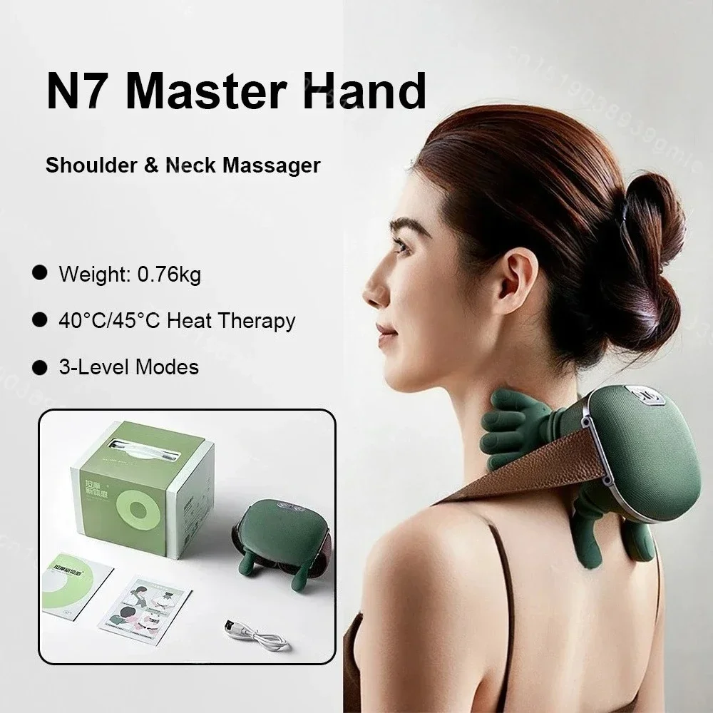2025 Nacken- und Schultermassagegerät, tiefes Gewebe, Shiatsu-Rücken-Zervikalmassagegerät, bionische, beheizte Müdigkeitslinderung, Entspannung der Muskeln ﻿ 3-stufiges