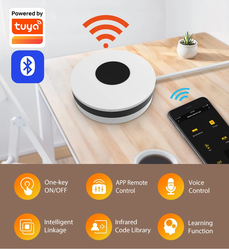 Tuya Smart WiFi RF433 IR Remote Control Hub For Alexa Google Home Air Conditioner TV WiFi  Infrared Universal Remote Controller