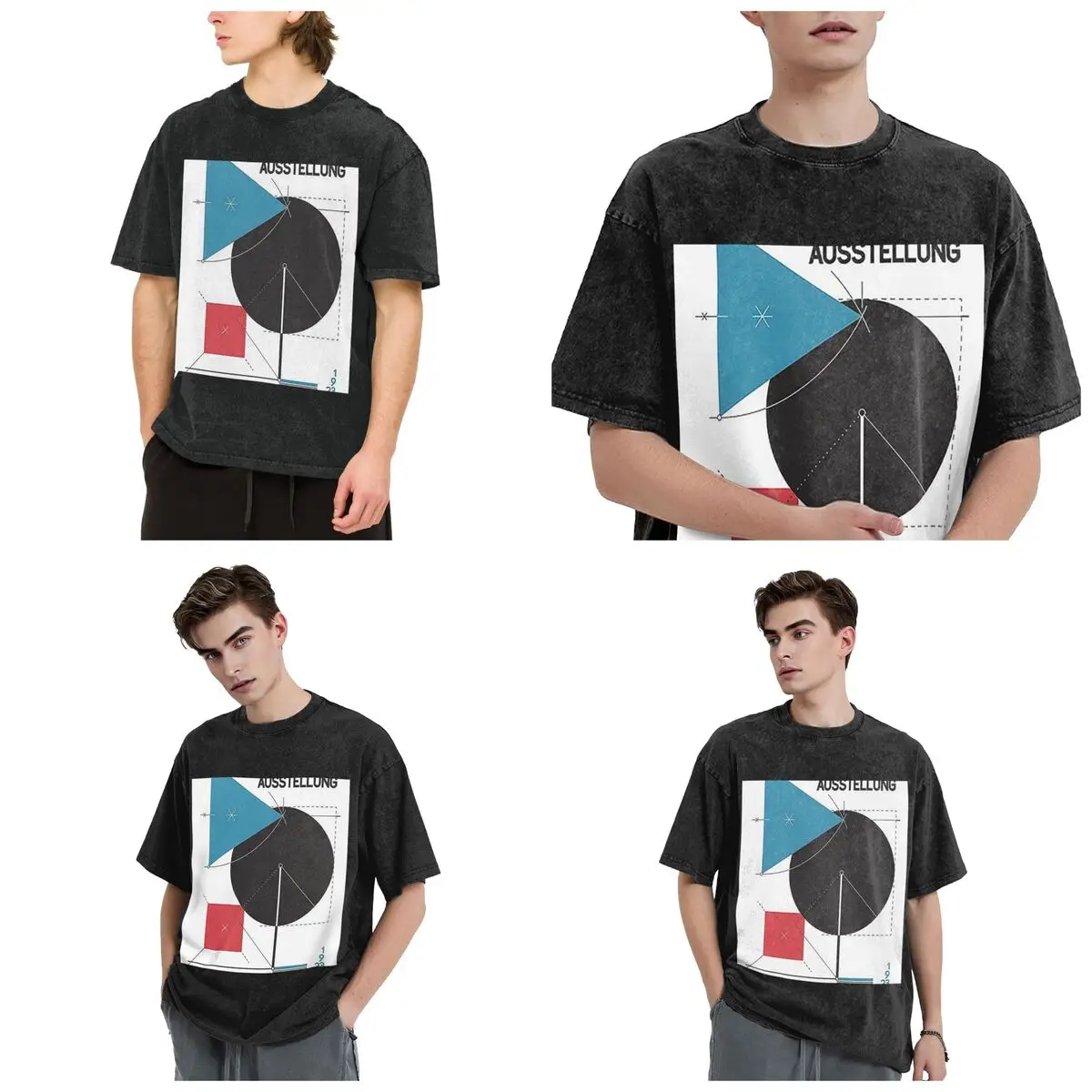 Streetwear T-Shirts Bauhaus Washed T Shirt Short Sleeve Hip Hop T-Shirt Tops Tees for Men Women