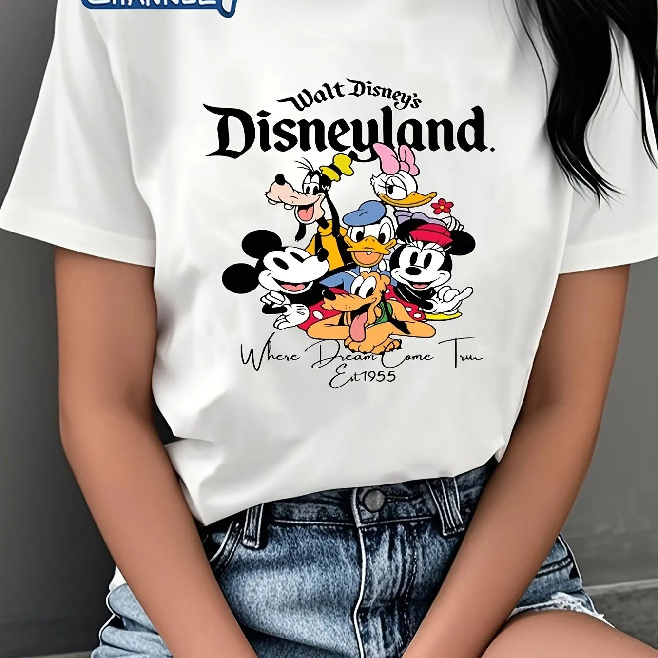 

Disneyland Vintage 1983 Mickey Friend Design Women'S White Short Sleeve Round Neck T-Shirt - Mid-Stretch Machine Washable Fabric