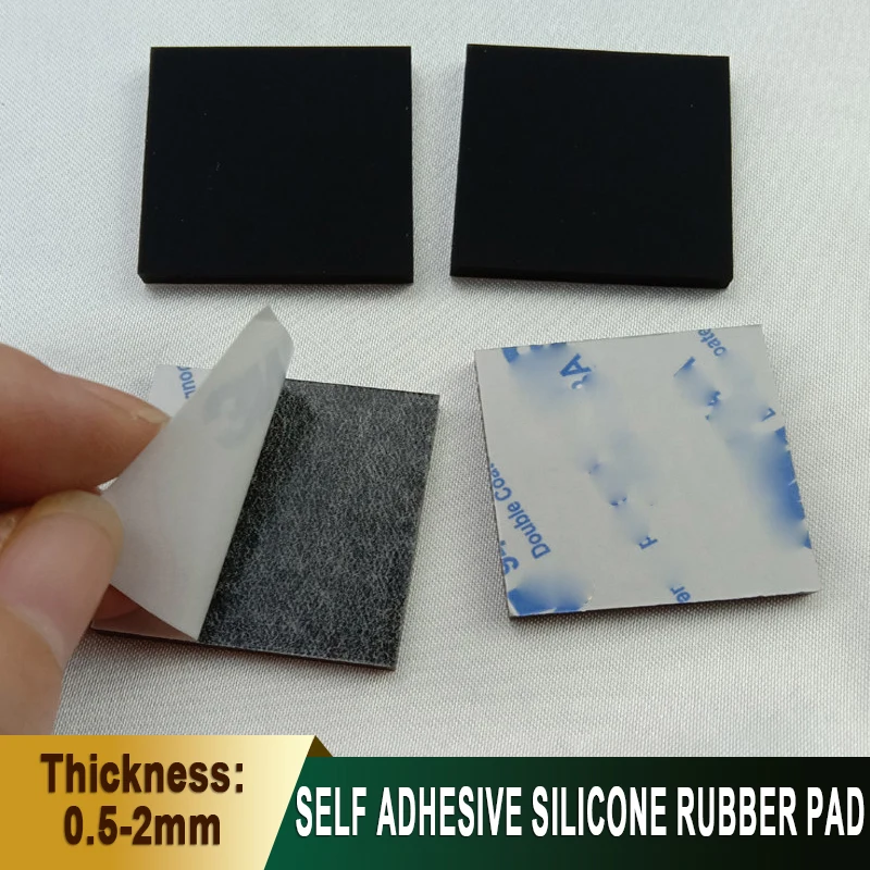 Anti-slip Self Adhesive Silicone Rubber Feet Pad Square Mat Furniture Cabinet Equipment Feet Pad Floor Protector Black/White