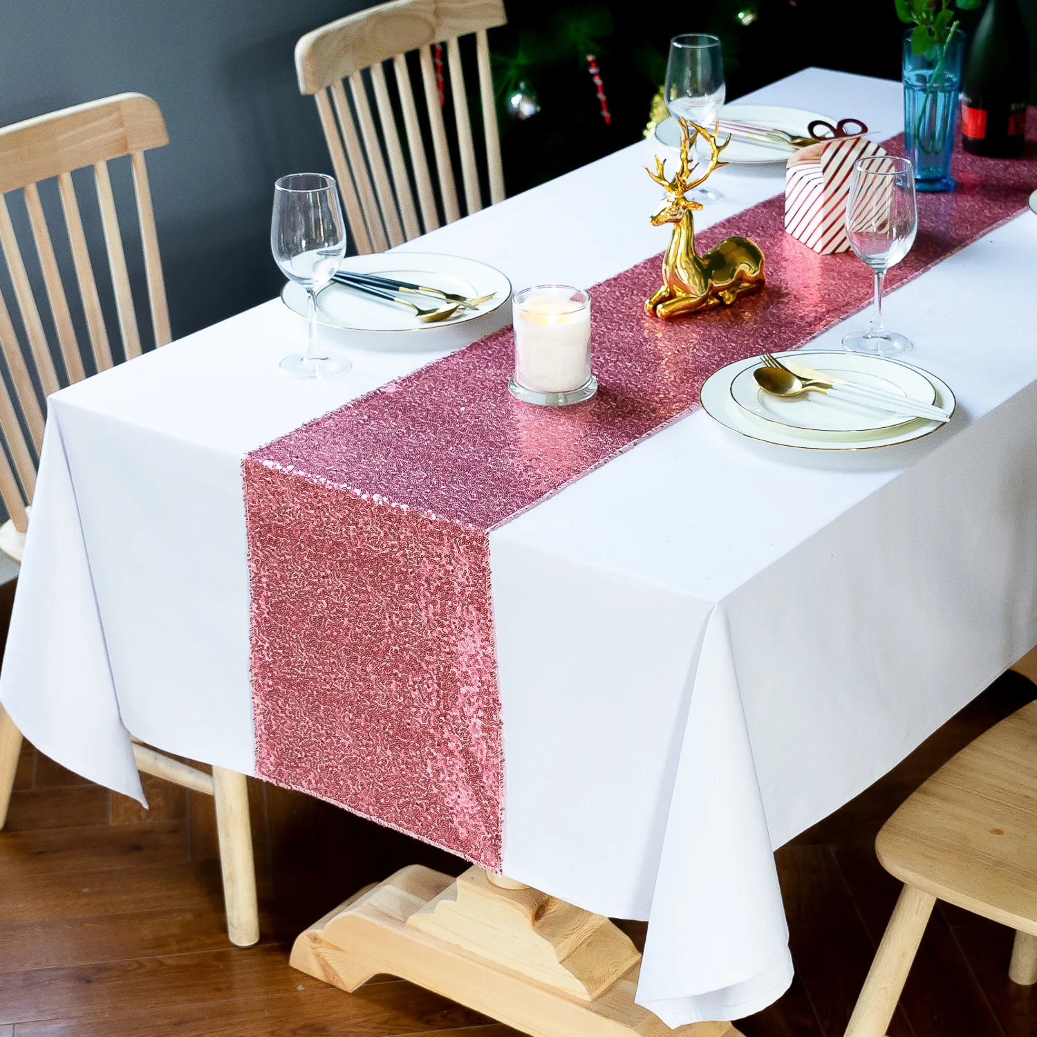 Amazon 3mm Sequined Tablecloth Gold and Silver Glitter Table Runner For Wedding Banquet Party Celebration Home Dining Decoration
