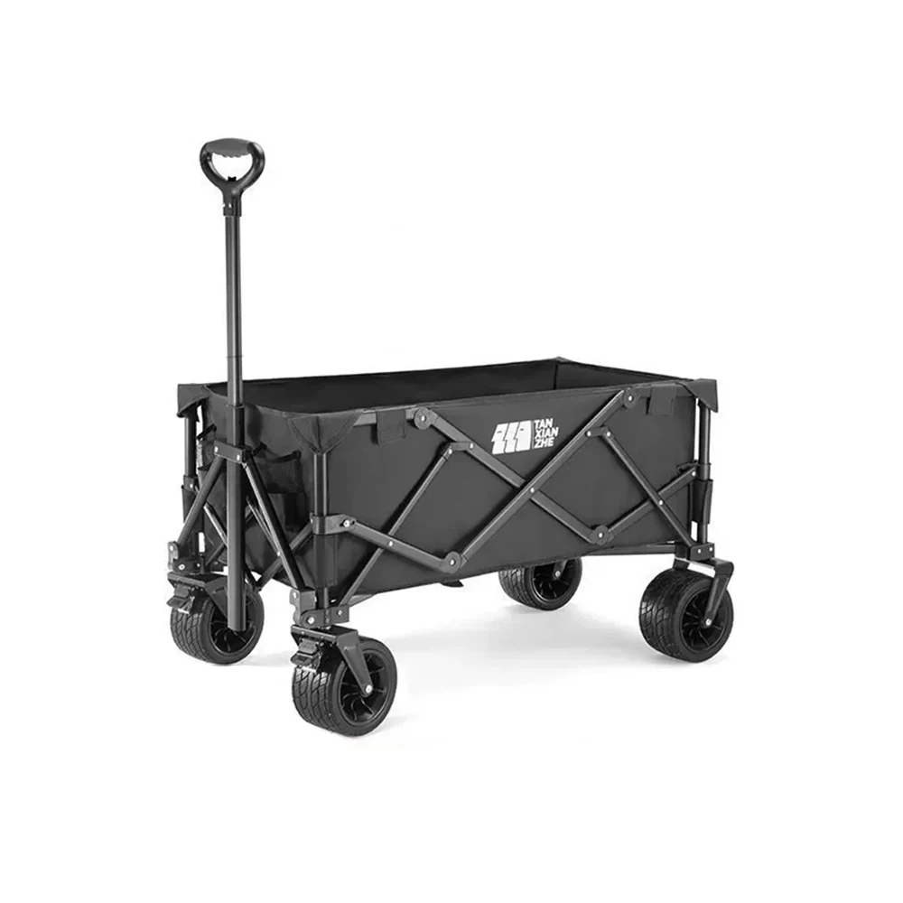 Outdoor Four-Wheel Foldable Metal Storage Camping Cart Multipurpose For Travel Beach Garden Use Camping Vehicle Travel