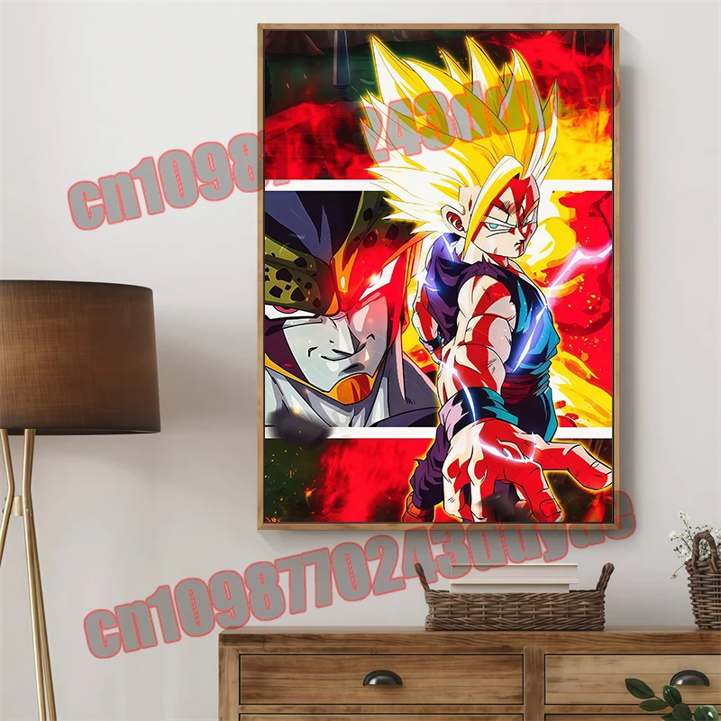 Japanese Anime Dragon Ball Z Canvas Painting Poster Vegeta Goku Super Saiyan Wall Decoration Picture Christmas Children's Gift image 5