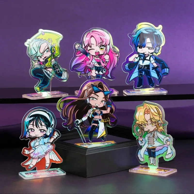 Ensemble de figurines holographiques Alien Stage en acrylique, support en acrylique laser irisé, personnage mignon Kawaii, décoration de bureau Alie