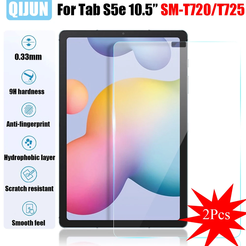 

Tablet Tempered glass film For Samsung Galaxy Tab S5e 10.5" 2019 Scratch explosion Proof Anti fingerprint 2 Pcs SM-T720 SM-T725