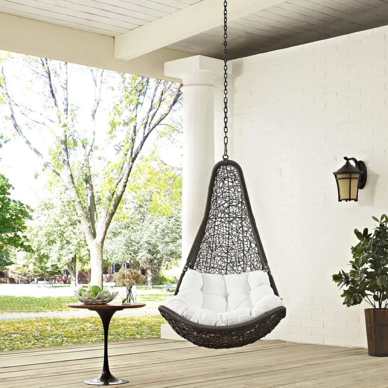 

Outdoor Patio Swing Chair Without Stand, Abate Wicker Hanging Porch Swing, Weatherproof Leisure Hammock Chair, Modern Indoo