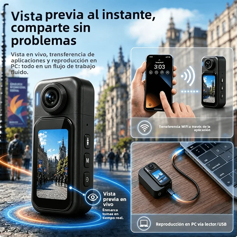 4K/1080P Mini WiFi Body Vlog Camera With Charging Case Portable Sports Cam for Motorcycle Bike Pet Cycling Outdoor Recording - view 3