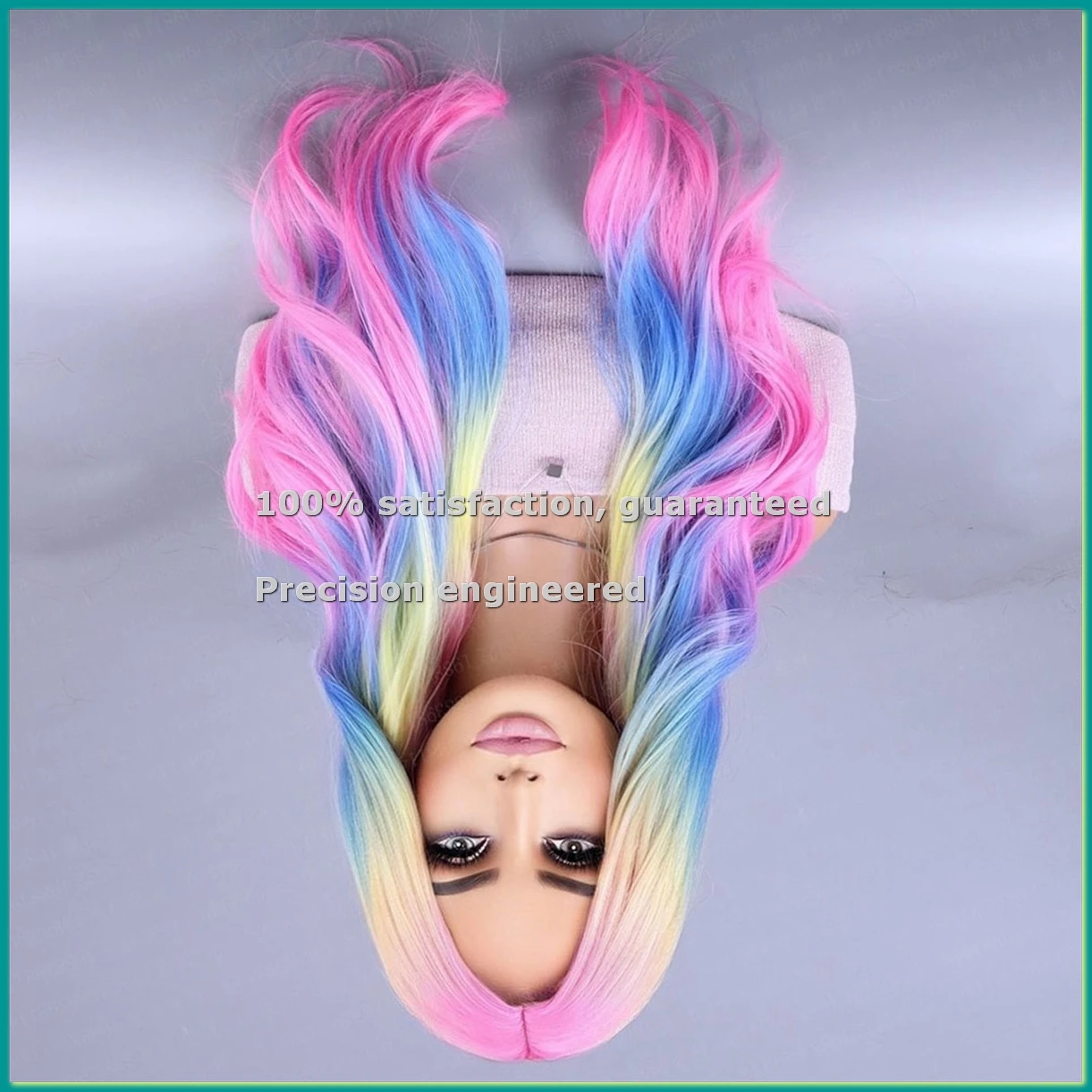 Colorful Rainbow Wig European & American Cosplay Wig in the Fringe Simulation Scalp Party Ghost Festival Wig-A14I