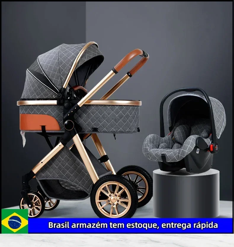 3 in 1 baby stroller Luxury High Landscape baby pram portable baby pushchair kinderwagen Baby Bassinet Foldable  baby car new