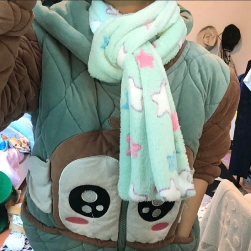 

Y2k Stars Cutecore Scarf Girls Japanese Harajuku Versatile Plush Around Neck Warmer Scarf Student Hip Hop Goth Muffler Women
