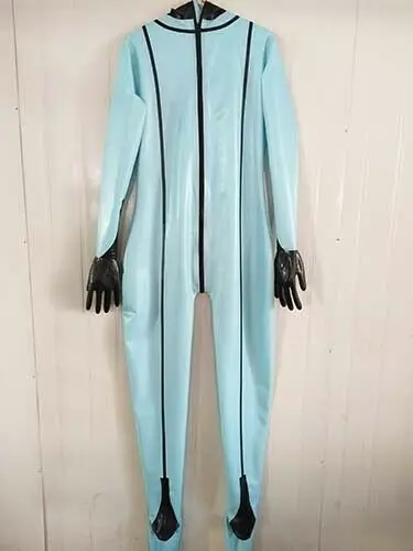 

Special Offer Gummi Rubber Latex Light Blue Bodysuit Sexy Catsuit Tights Men XXL