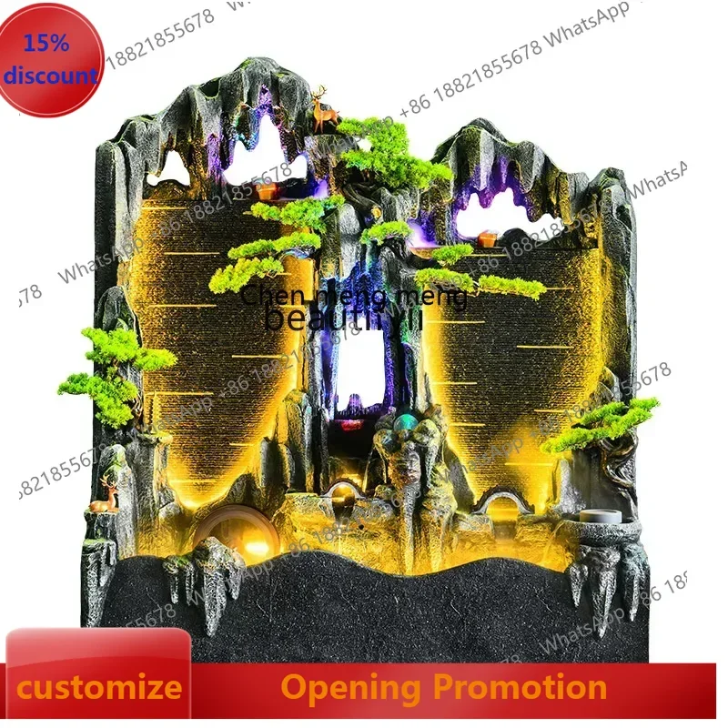 

ss7486 Artificial Mountain and Fountain Water Curtain Wall Screen Lucky Courtyard Fish Pond Landscape Decoration Floor Ornaments