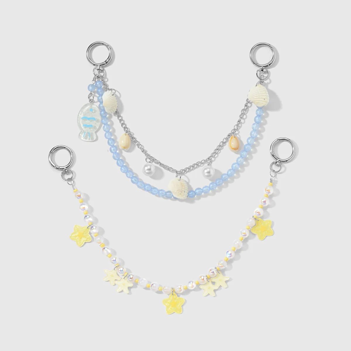 

New Cute Exquisite Fashion Marine Series Imitation Pearl Colorful Cat Eye Beads Beaded Fine Flash Small Fish Star Bag Pendant