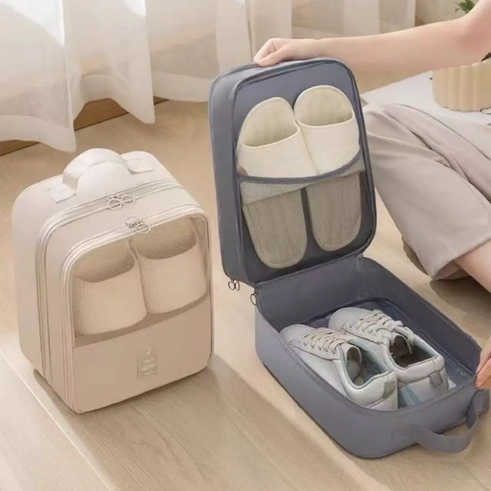 

Double Layer Shoes Storage Bag Breathable Mesh Hanging Travel Shoe Bag Large Capacity Space-saving Shoes Packaging Pouch