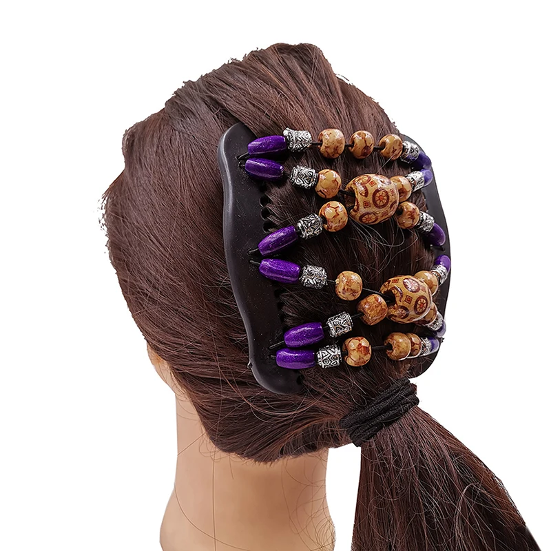 

Эластичные расчески для волос с бисером, эластичные заколки для волос, эластичные заколки для волос, двухсторонние расчески для женщин, девушек, укладка волос своими руками