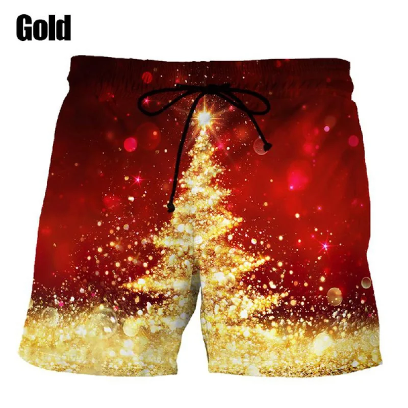 New Christmas Tree 3D Printing Fashion Unisex Shorts Funny Personality Street Hip-hop Harajuku Style Cool Beach Shorts