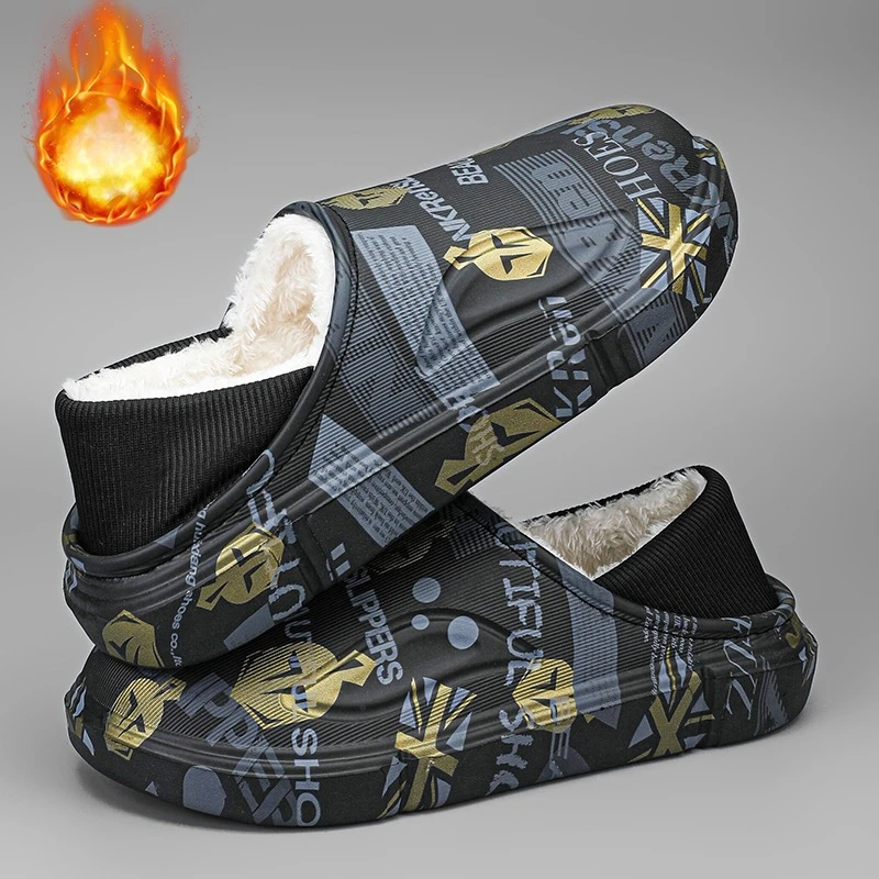 Mens Winter Slippers Soft Indoor Warm Women Slippers Summer Removable Sandals Men Non Slip Plush Fur Clogs Big Size Slippers 47