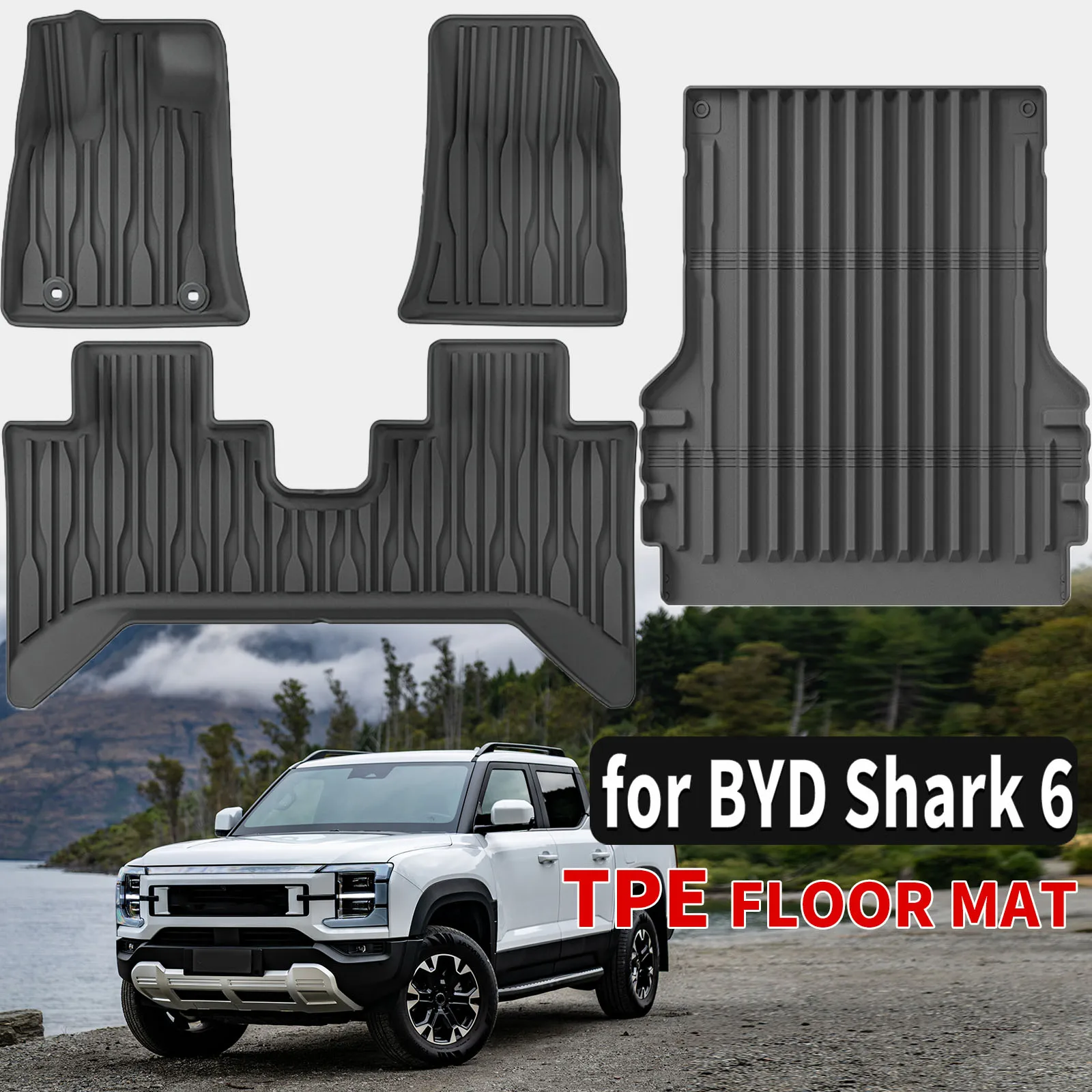 

for BYD Shark 6 2026 2025 2024 Hybrid Custom TPE Mats Full Set Eco-Friendly Waterproof All-Weather Floor Liners Accessories