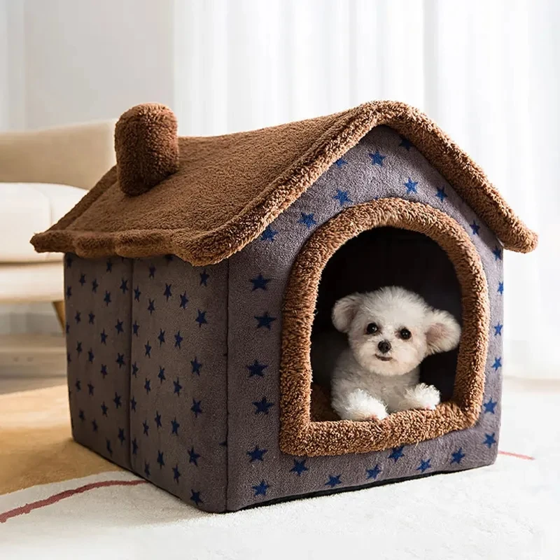 

Universal Portable Teddy Kennel House Eco Friendly Dog Cat Plush Hut Villa Washable Bed Home Furniture Pet Sleep Tent