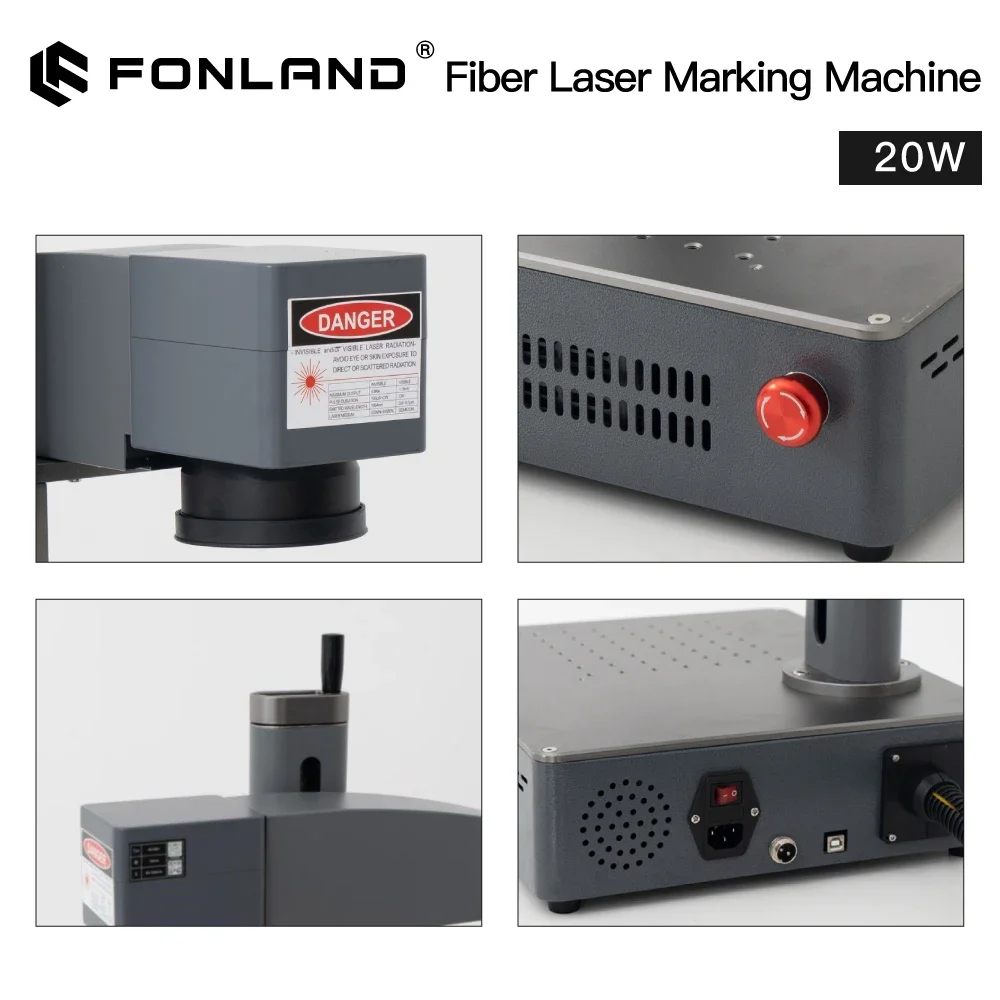 Fonland 20W MAX Source Fiber Laser Marking Machine Jewelry Metal Stainless Steel Aluminum Portable Engraving Industrial Desktop