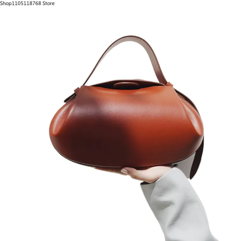 

Shoulder Messenger Bag Casual Oval Shape Ladies Small Round Bag Female Underarm Bag Pu Leather Purse Handbag