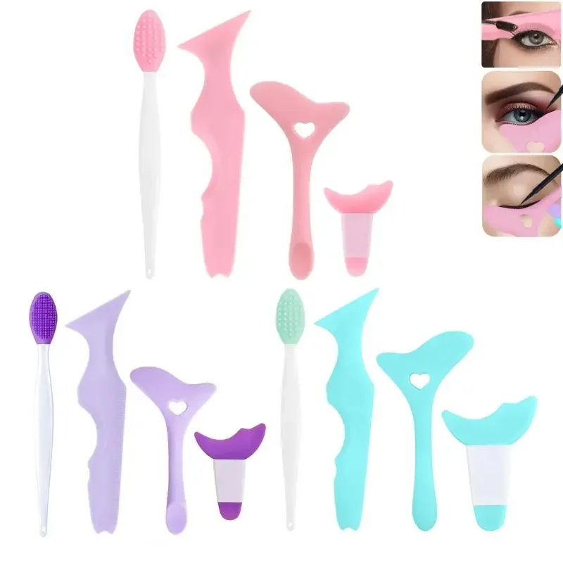 3 stücke Schönheit Hilfe für Alle Hauttypen Eyeliner Schablone Set Werkzeuge für Perfekte Eyeliner Multifunktionale Silikon Wimpern & Brauen,