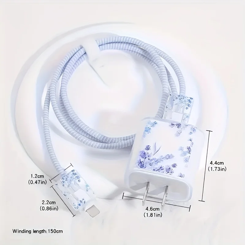 5-Pack Flower Charger Cable Protector Sleeve with Wind Bell for iPhone - Charging Cord Wrap Accessory for Preventing Breakage