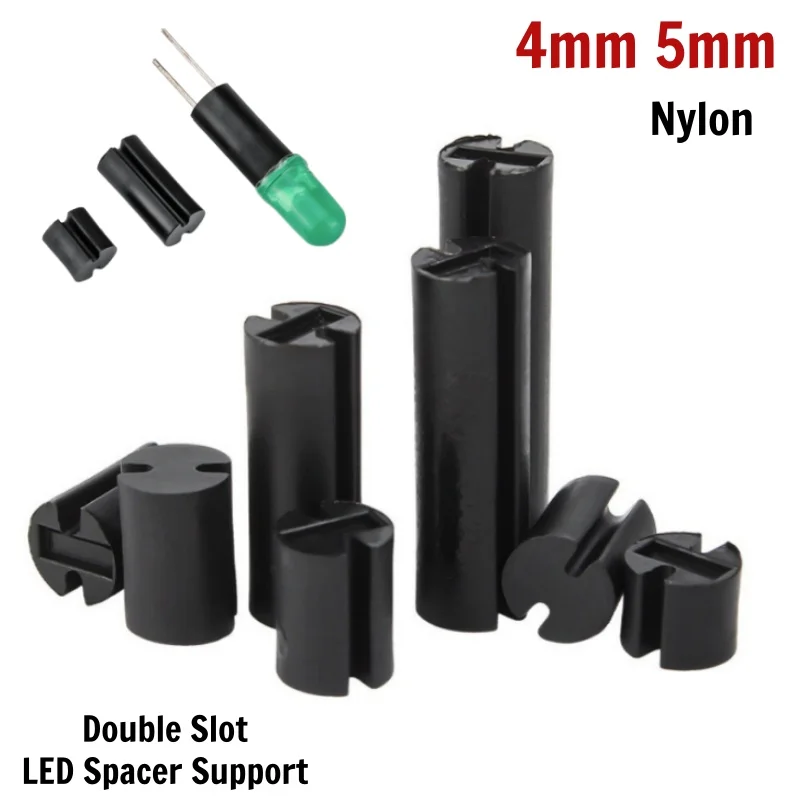 4mm 5mm Black Nylon Double Slot LED Fixed Seat Lamp Head Spacer Column Diode Holder Light Base Insulation Heightening Support