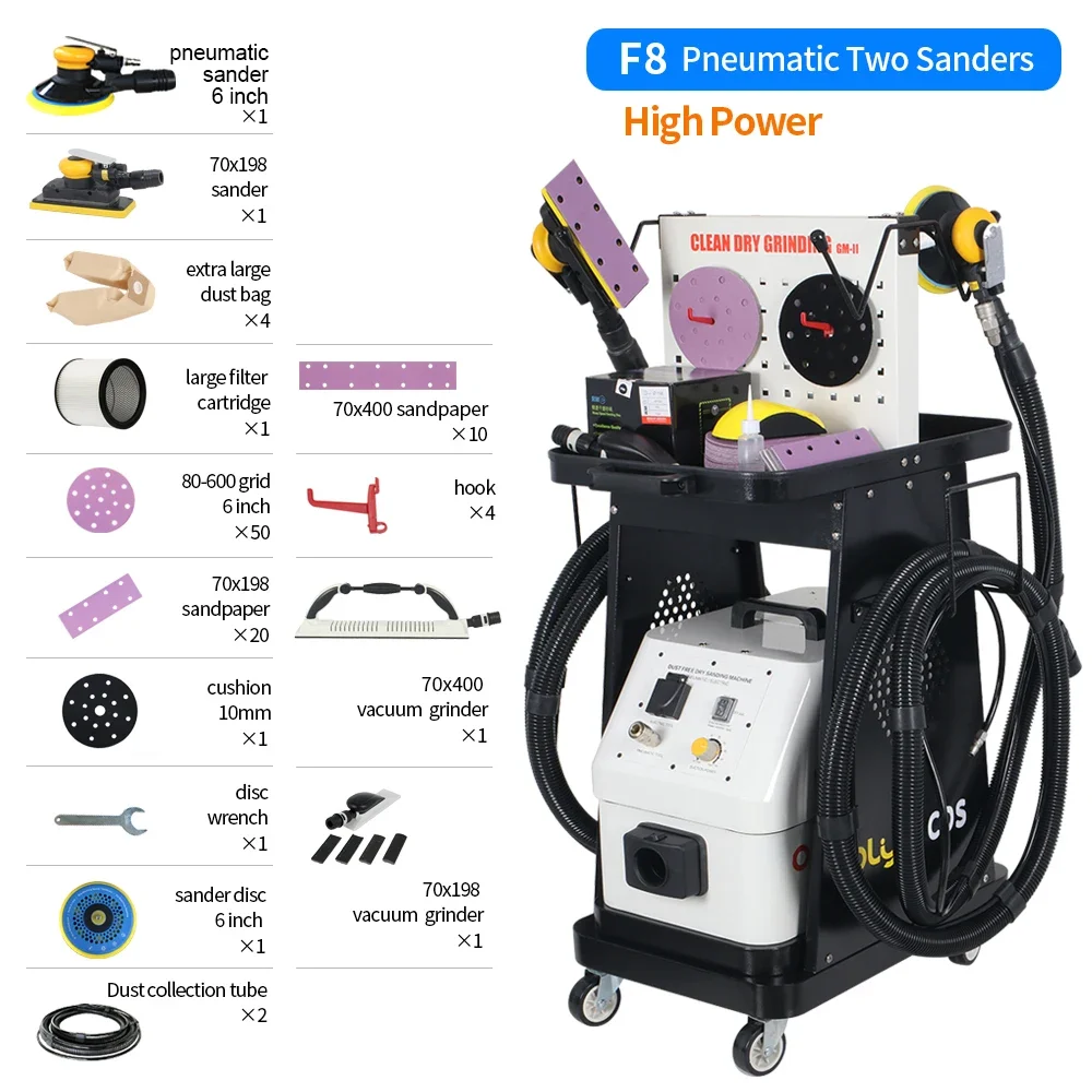 Pneumatic dust free sander machine vacuum dry sanding grinding dust extraction system