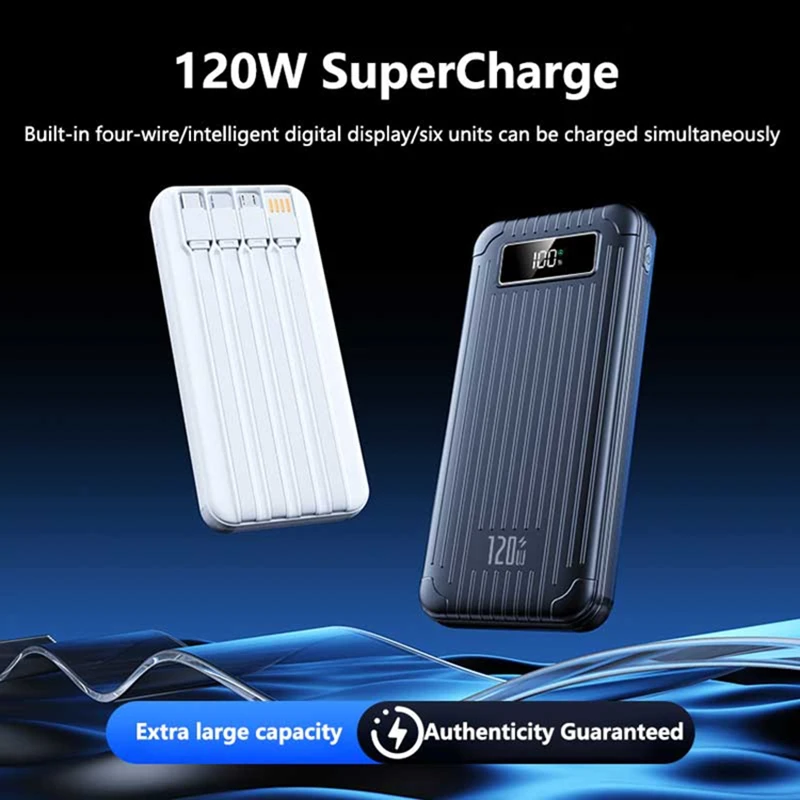 Power Bank 4in1 100000mAh 120W Pengisian Cepat Kapasitas Besar Dengan Layar Digital Dan Kabel Daya untuk Xiaomi iPhone17 2026