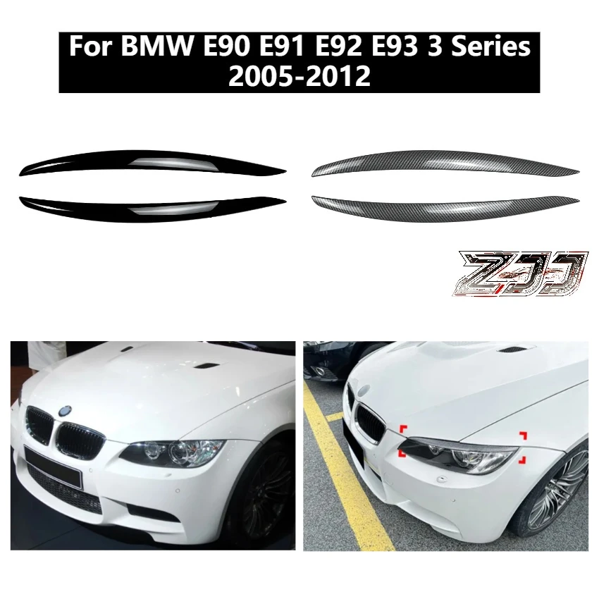 

ZJJ Headlight Eyebrows Eyelids ABS Gloss Black For BMW E90 E91 E92 E93 3 Series Pre LCI Evil Angry Style Eye Cover Trim 2Pcs