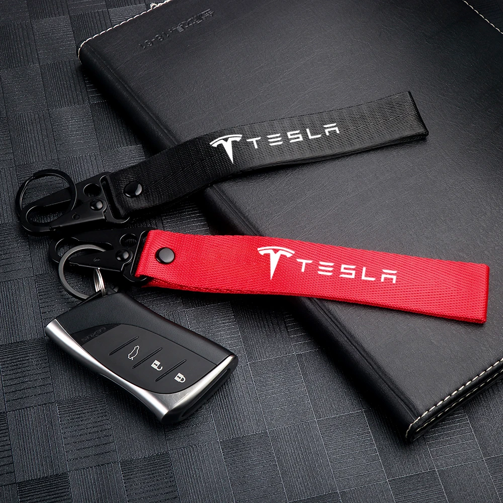 1Pcs Car Nylon Key chain Ribbon Lanyard  KeyRings For Tesla Model 3 Model S Model X  Coil Mod WYE K80 Roadster Invader  Mod WYE